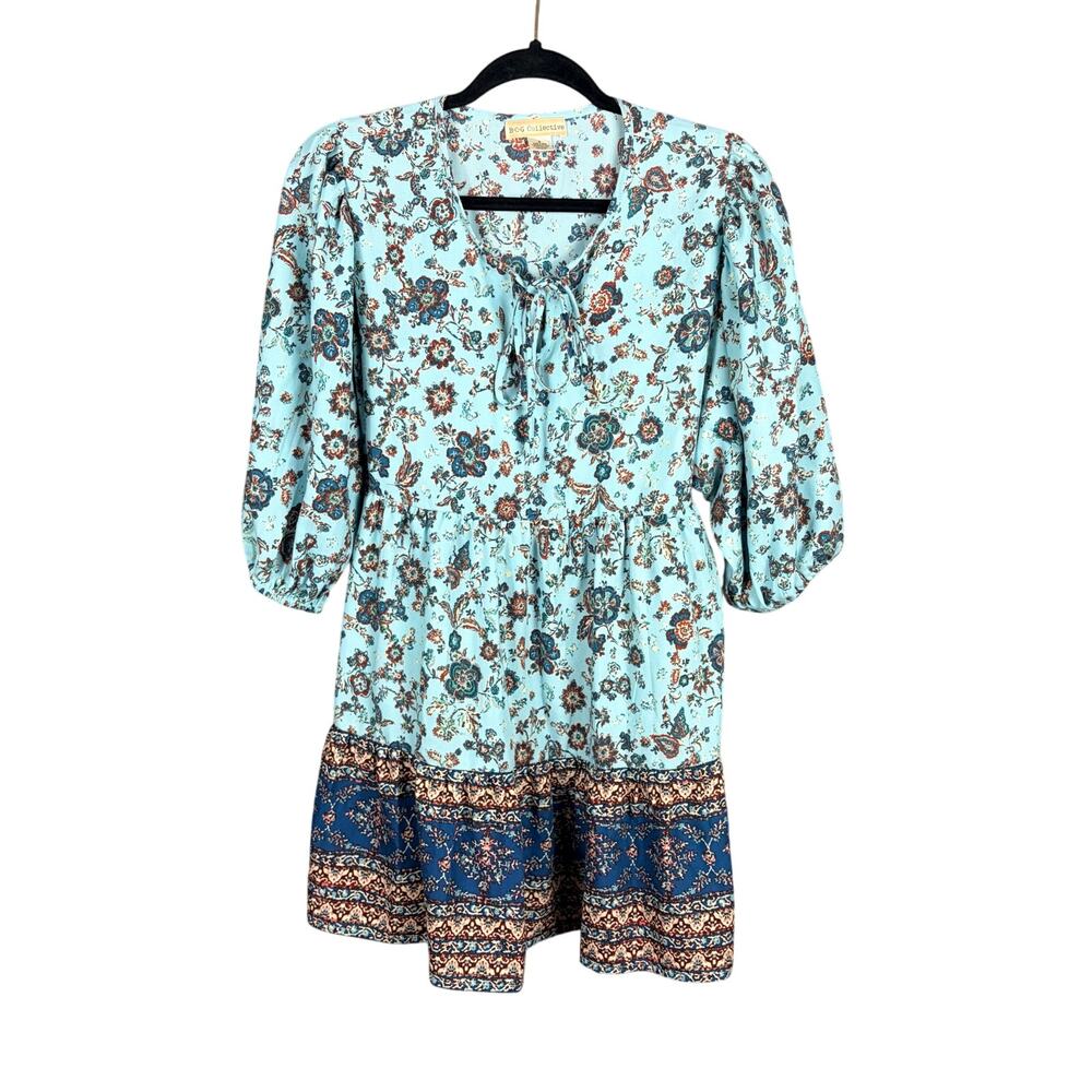 B.O.G. Collective blue floral boho dress Size Small